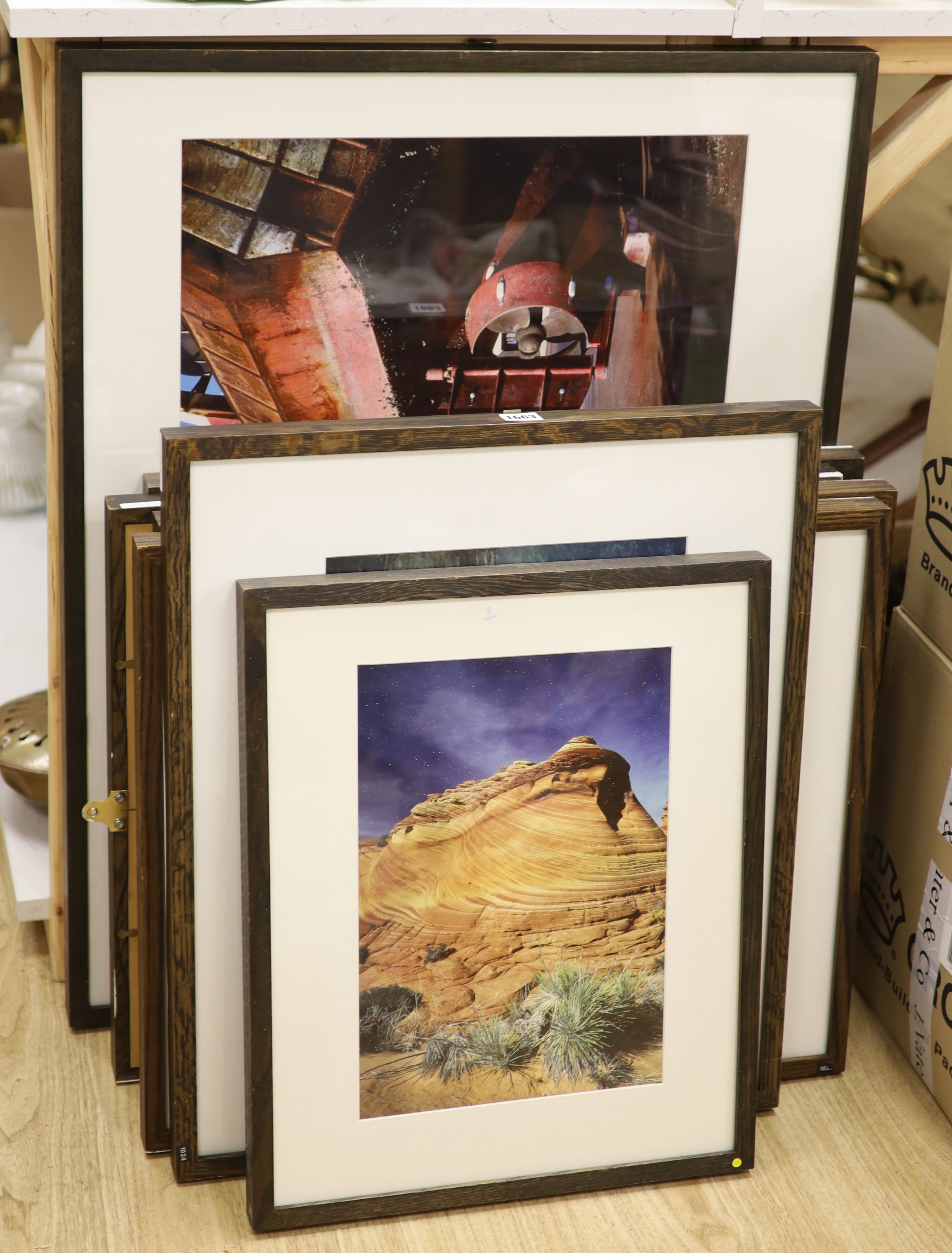Seven assorted near contemporary colour photographs, largest 48 x 74cm